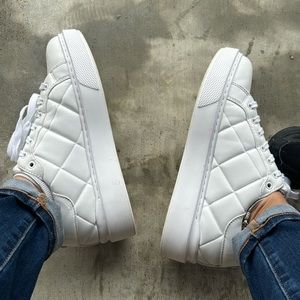 Women’s White Quilted Platform Sneakers